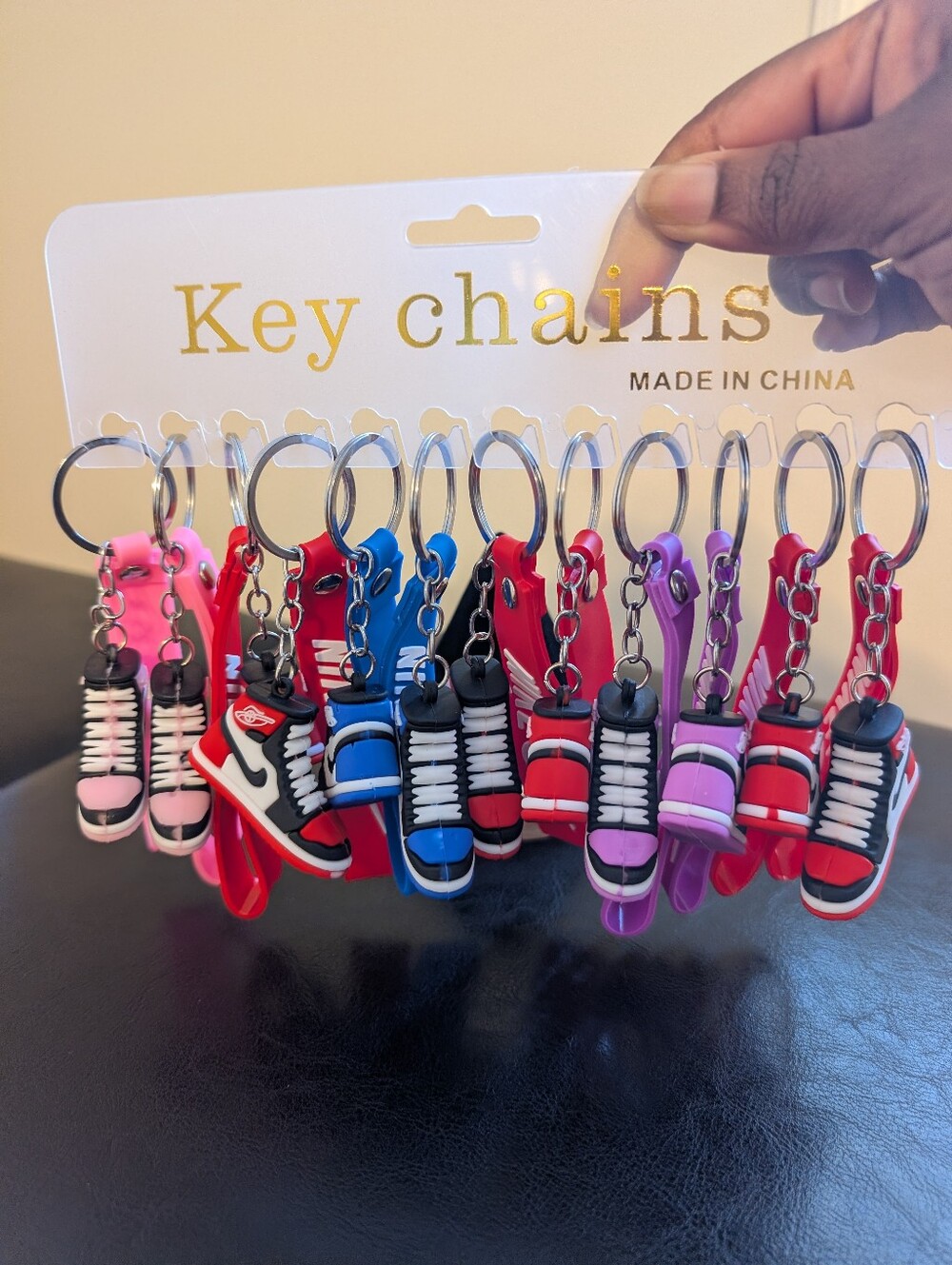 Nike  Red, Blue, Purple & Pink Mini Sneaker Keychains - Set 12